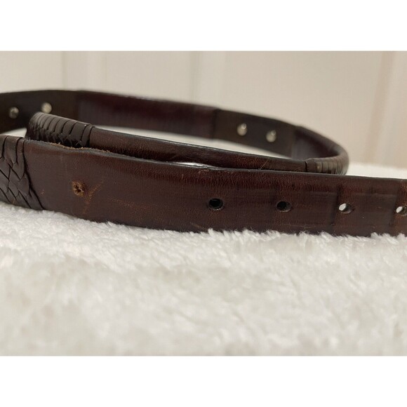 Brighton Mens Leather Braided Belt Size 48 Brown - Picture 4 of 10